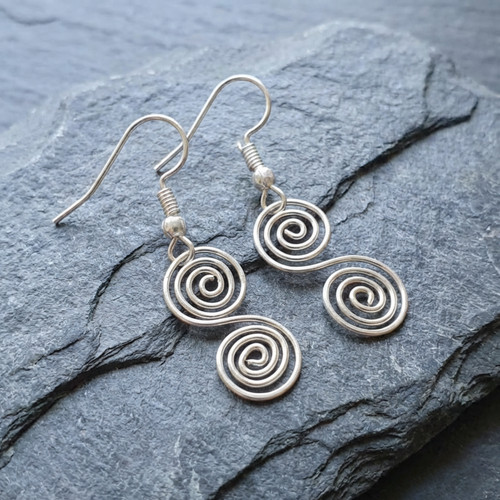 Silver spiral celtic earrings - silver,