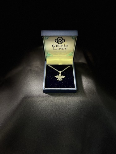Sterling silver angel pendant - silver,