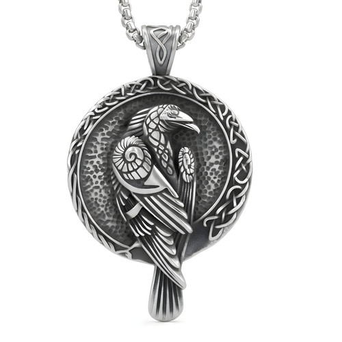 Viking raven pendant - raven, necklace