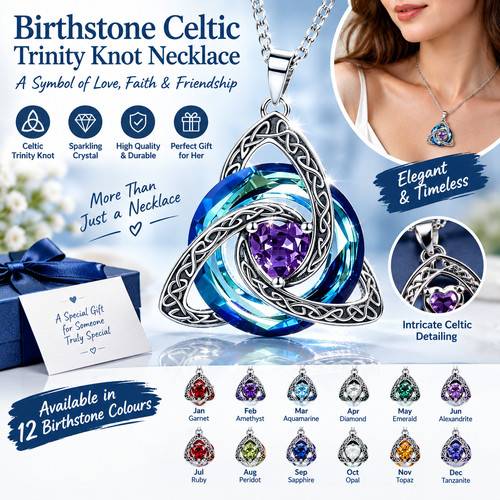 Birthstone celtic trinity knot - birthstone,