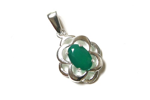 Sterling silver green agate - sterling,
