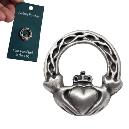 Claddagh pewter pin badge - claddagh,