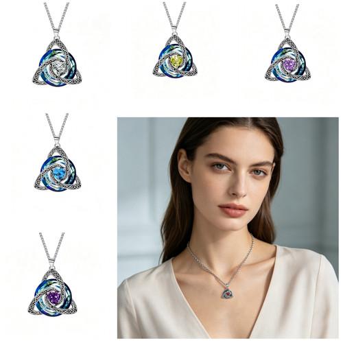 Birthstone celtic trinity knot - birthstone,