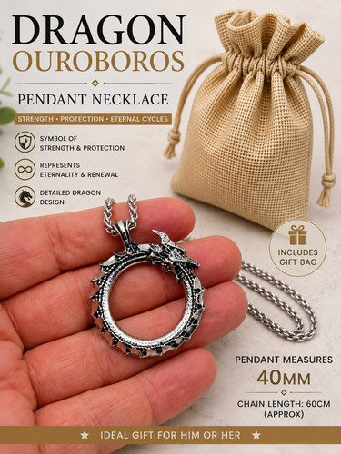 Silver dragon ouroboros - dragon,