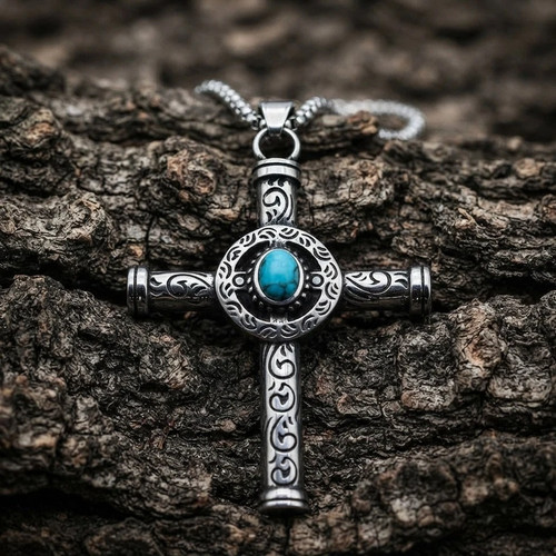 Mens turquoise celtic cross - turquoise,